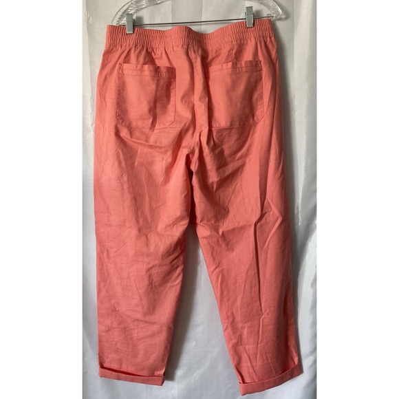 Talbots Cropped Pants Womens L Size Coral Drawstring Waist Cuffed EUC - Picture 4 of 8